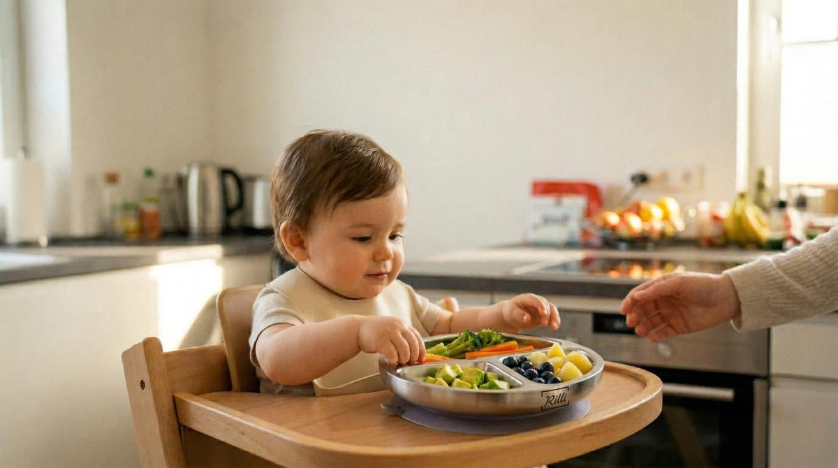 Edelstahl Teller für Babys mit Saugnapf