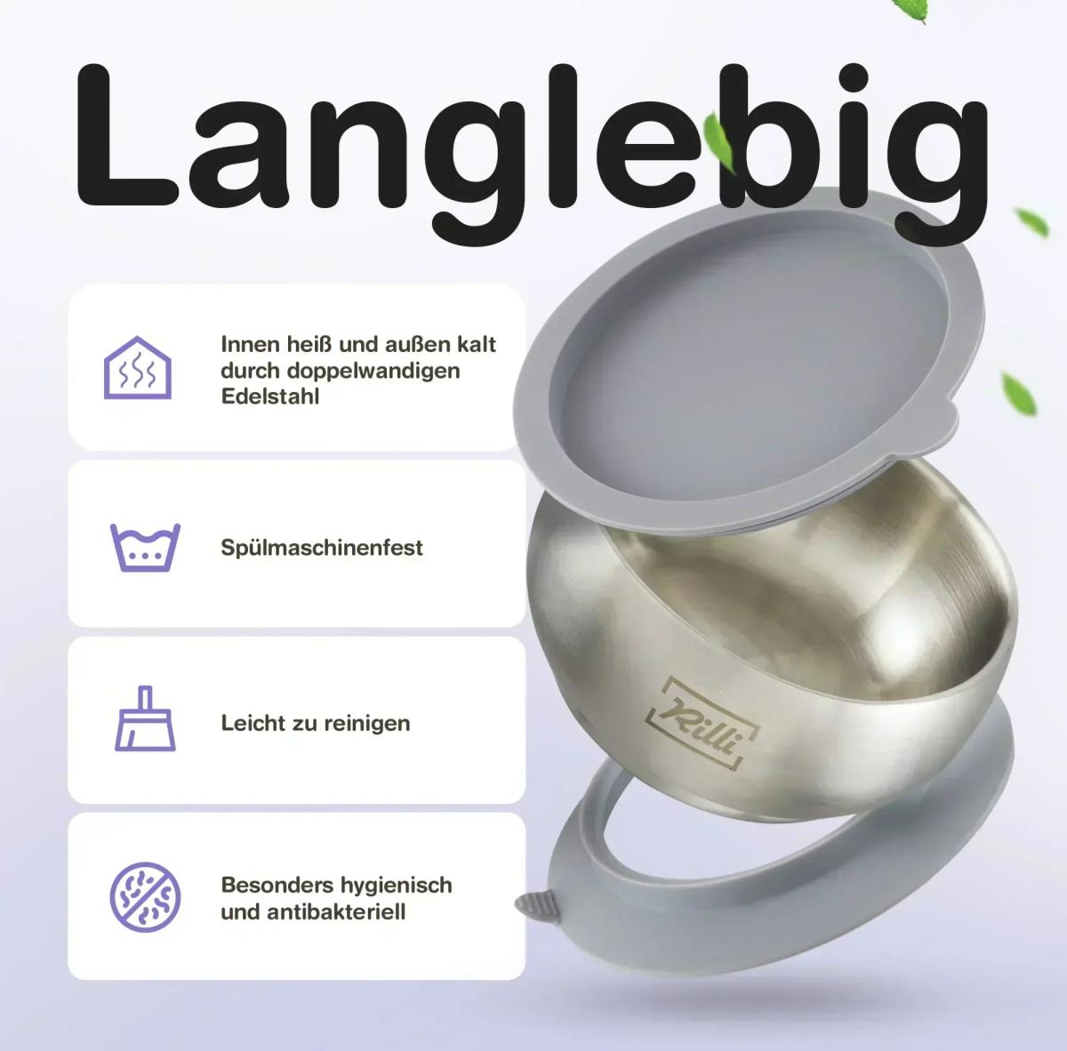 BLW Starter Set klein grau - geteilter Teller, Schüssel, Becher - Thumbnail 9