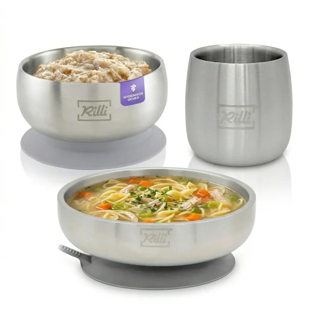 BLW Starter Set klein grau - tiefer Teller, Schüssel, Becher