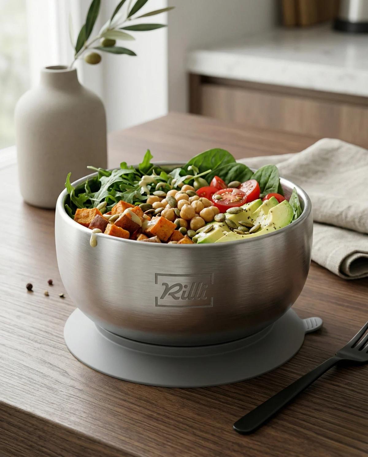 Detailansicht von Edelstahl Babygeschirr